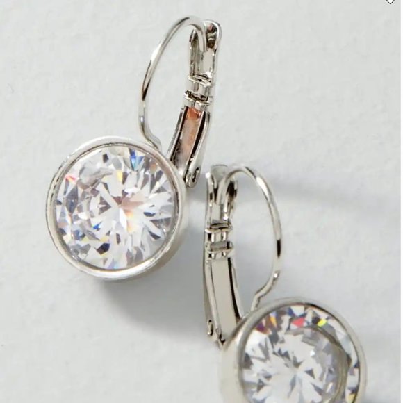 Clear Cubic Zirconia Drop Earrings - Picture 3 of 3